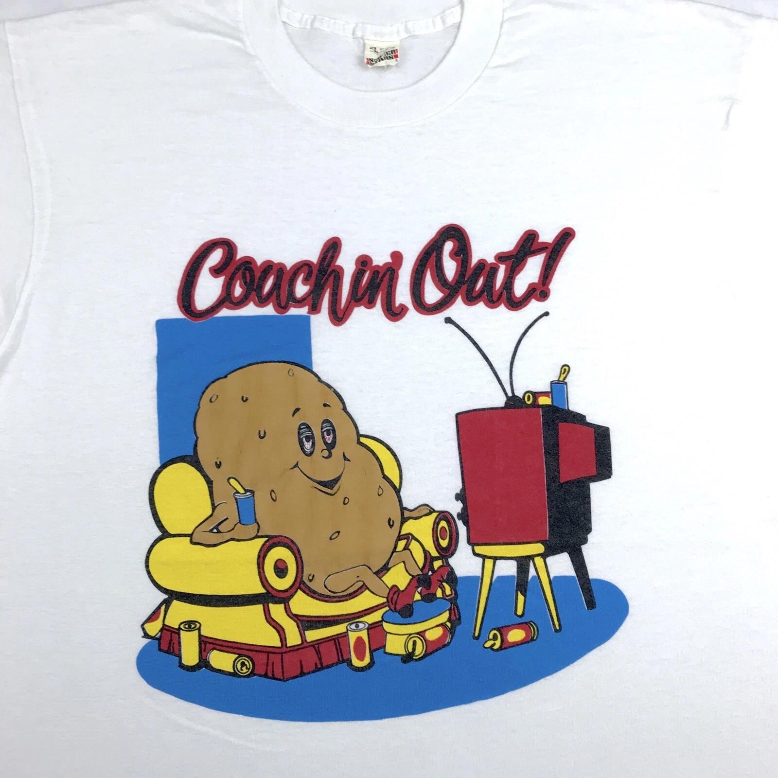 

vintage 80s COUCHIN’ OUT COUCH POTATO T-Shirt LARGE cartoon tv single stitch 2XL