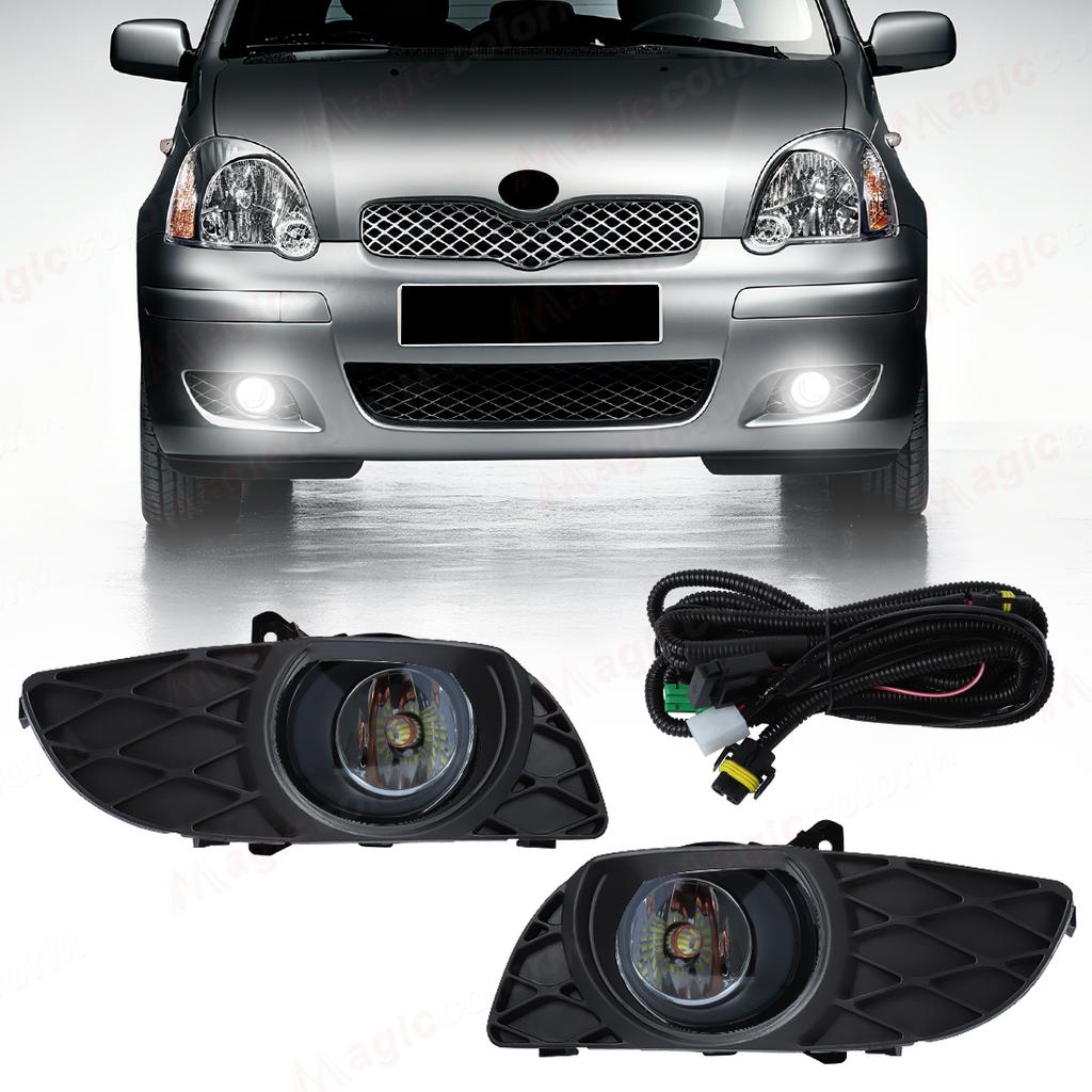 LED Fog Lamp For Toyota Yaris Vitz 2003 2004 2005 2006 Fog Lamps Car Front Bumper Foglights with Frame Covers Wires Relay 12V