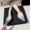 2026 Spring/Summer Women's Transparent High Heels: Versatile Thin Heel, Pointed Open Toe Sandals.