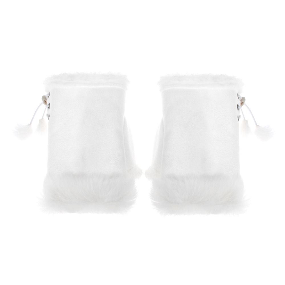 Thicken Solid Color Winter Girls Fashion Accessories Plush Mittens Fingerless Gloves Elastic Gloves