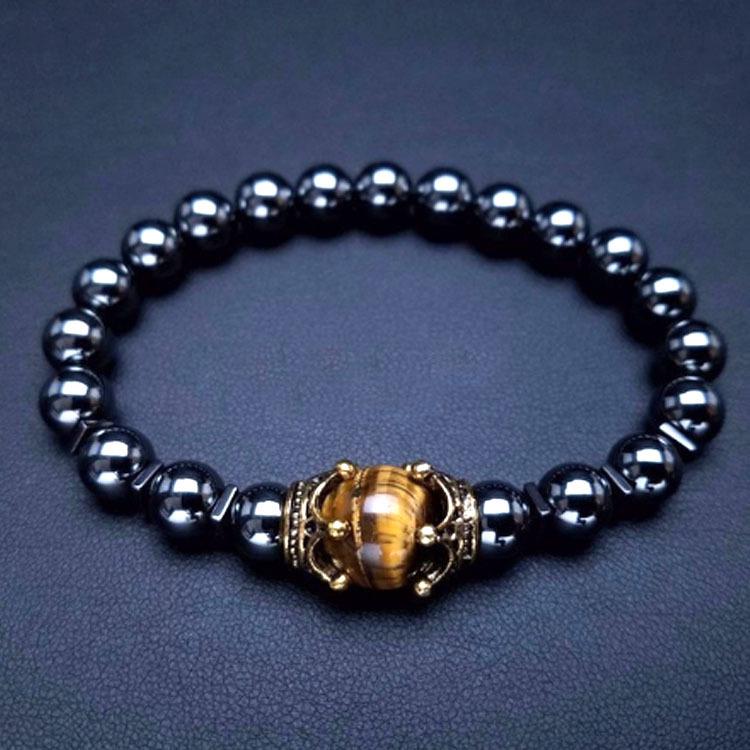 Shein TK Crown Bracelet: Tiger Eye, Volcanic Rock, Lapis Lazuli, Hematite, Emperor Stone.