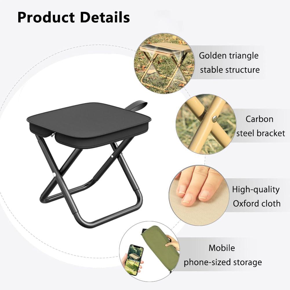 Foldable Backpack Stool Mountaineering And Hiking Portable Stool Outdoor Zipper Pack Folding Chair For Traveling Camping Fishing