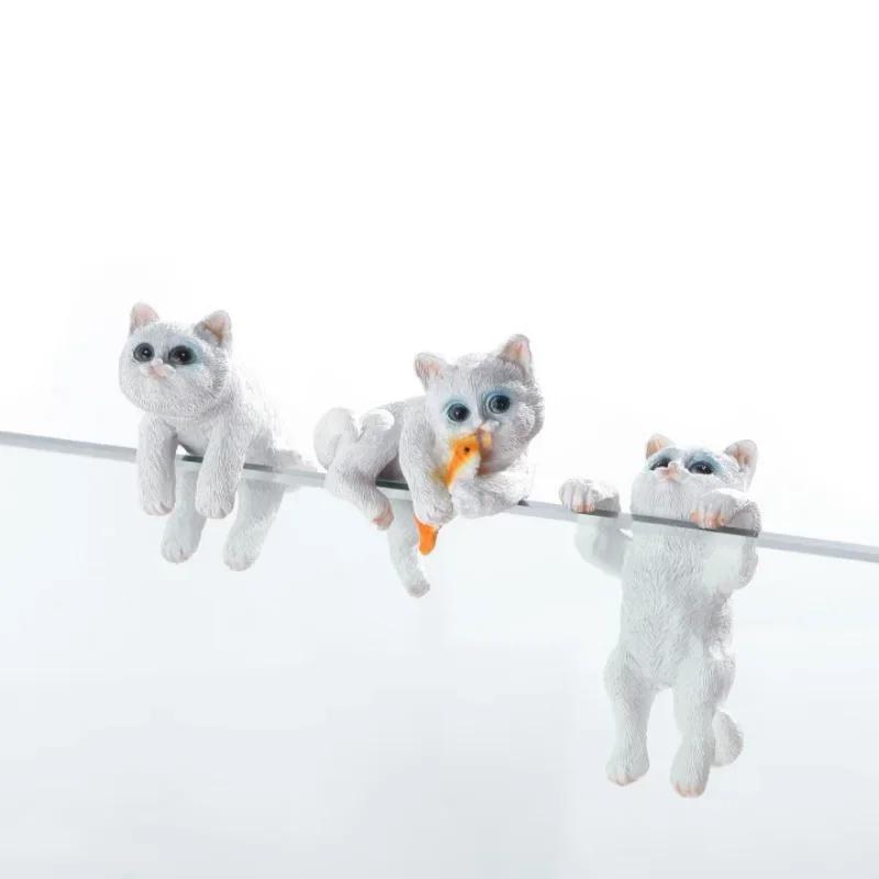 

3 шт. украшения для кошек, микро-аквариум, ландшафтные поделки, милые скульптуры для аквариума с котятами, мини-фигурки из мультфильмов, украшение для дома белый