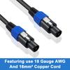 Poyiccot Speakon Cable 18 AWG Speaker Speakon Extension Pro DJ PA Gig Stage Microphone with Twist Lock Speaker Amplifier Cord 1.8m, Cable, Male-Male