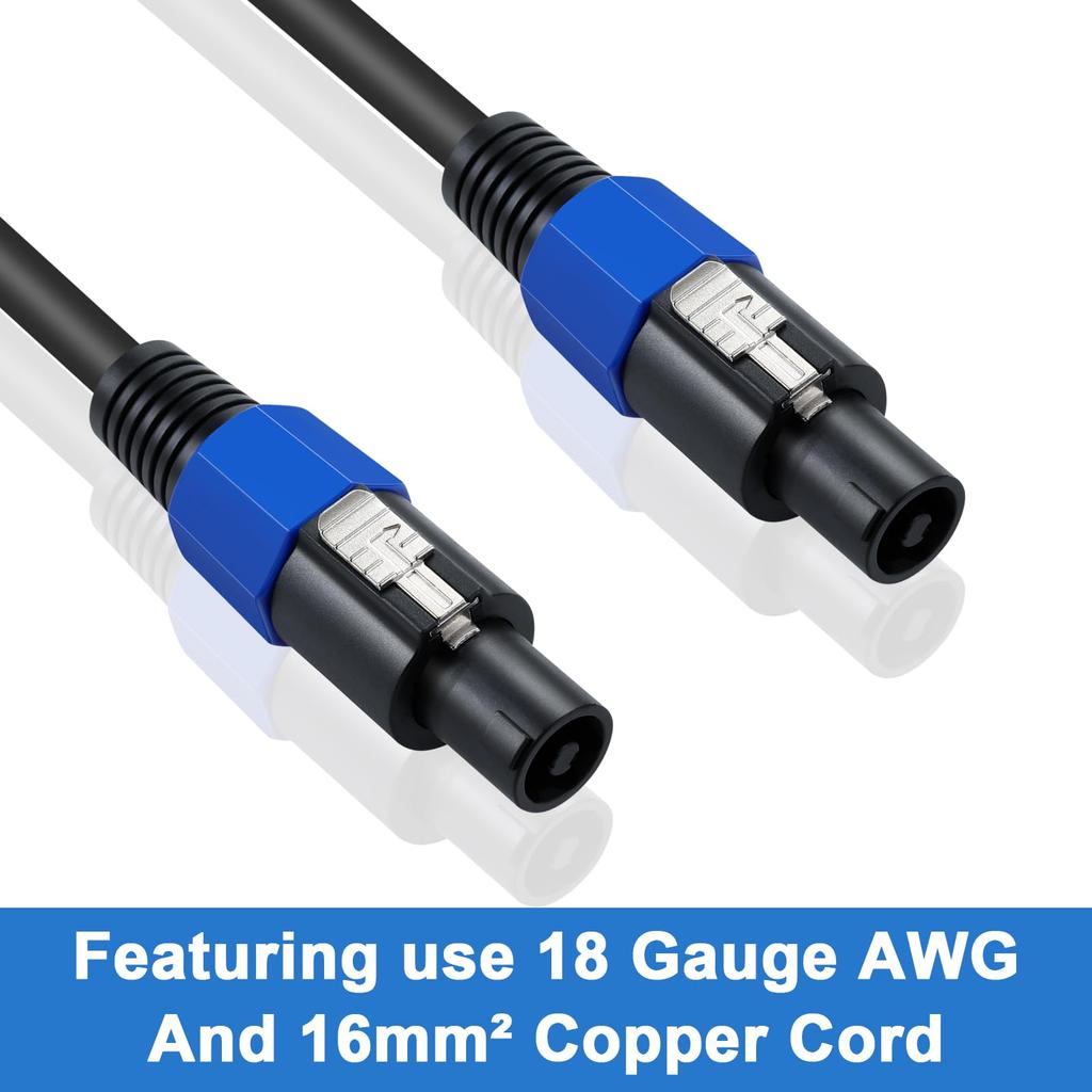 Poyiccot Speakon Cable 18 AWG Speaker Speakon Extension Pro DJ PA Gig Stage Microphone with Twist Lock Speaker Amplifier Cord 1.8m, Cable, Male-Male