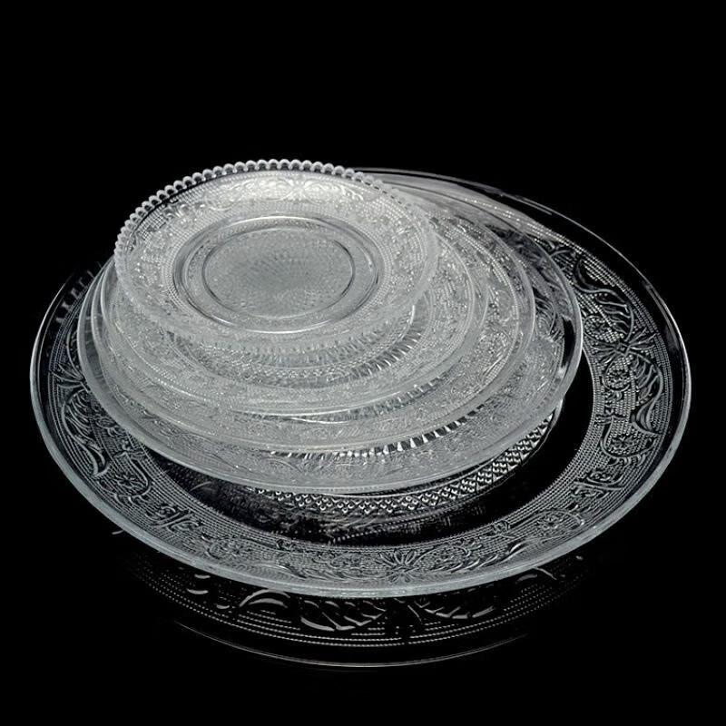 NHZHIW Nordic 12-inch Round Glass Serving Plate