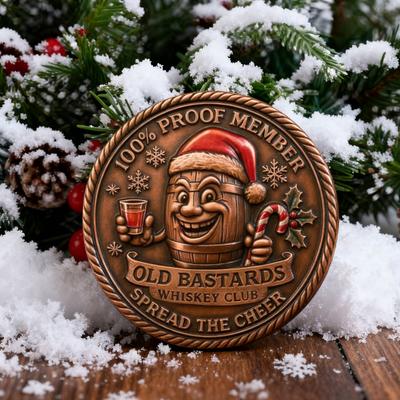 Old Bastard Whiskey Club Coin Holiday Vintage Whiskey Challenge Coin for Men Whiskey Lovers Bar Collectors