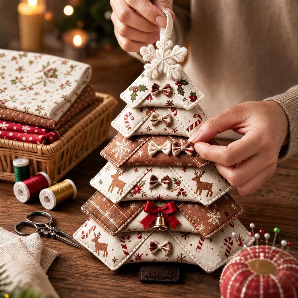 Christmas Tree Patchwork Quilting Kit - DIY Sewing Fabric Material Set for Holiday Decor