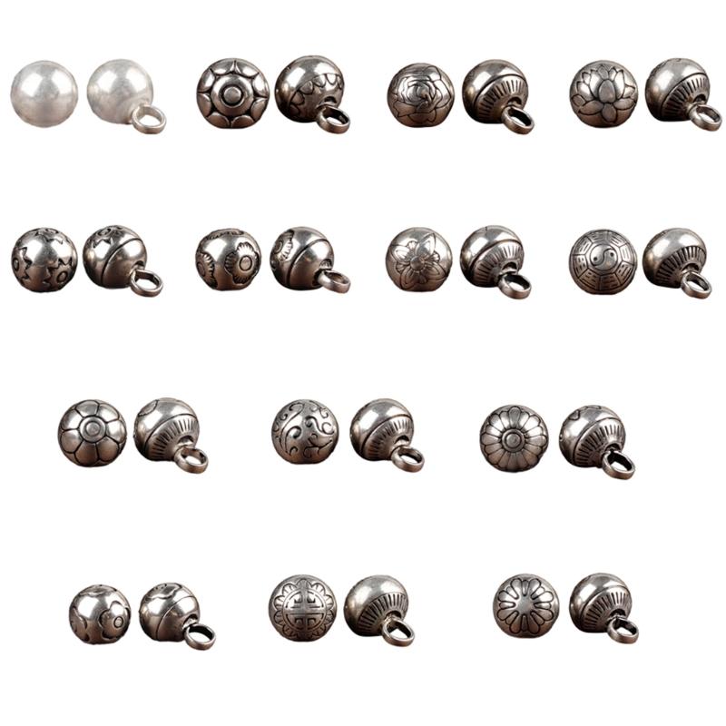 Elegant Silvering Knot Button Bead for Traditional Cheongsam and Shirt Vintage Metal Carved Bead Button for Han Costume