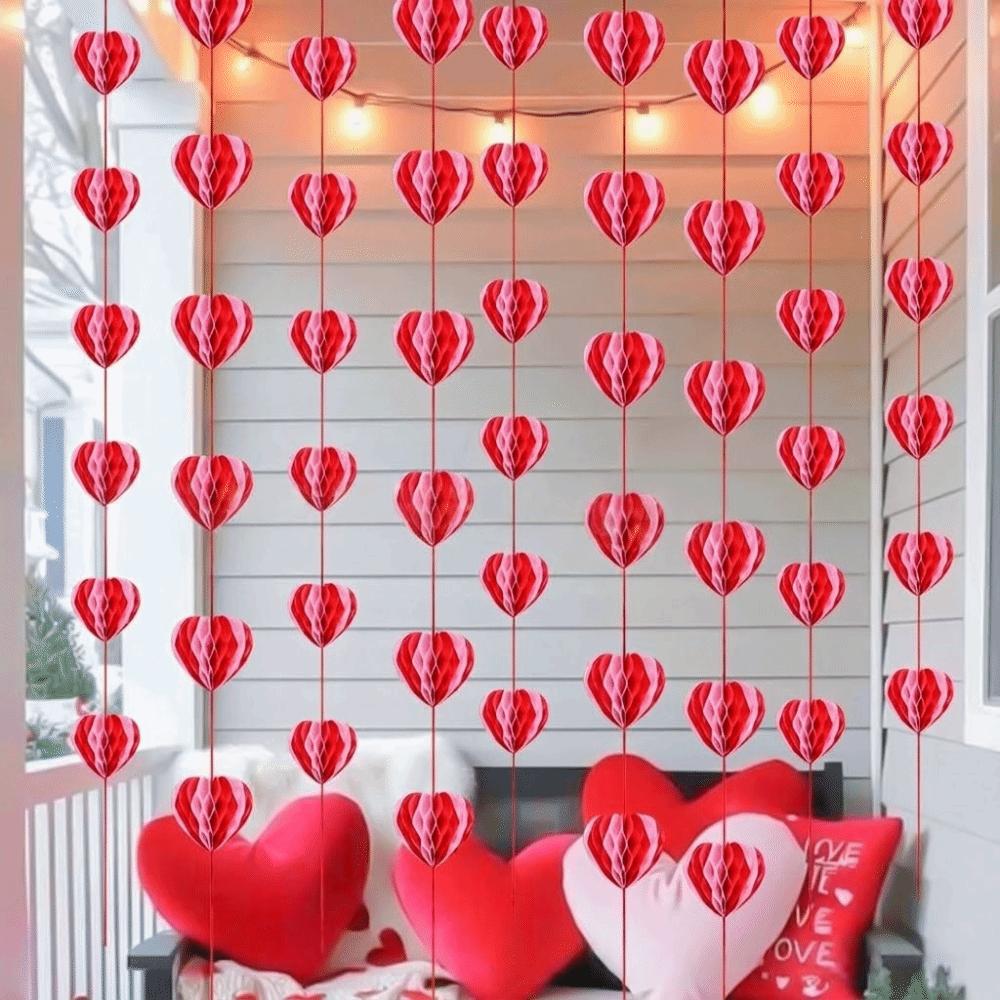 1.5m Heart Honeycomb Ball String Stereoscopic Valentines Day Decoration Lantern  Bridal Shower