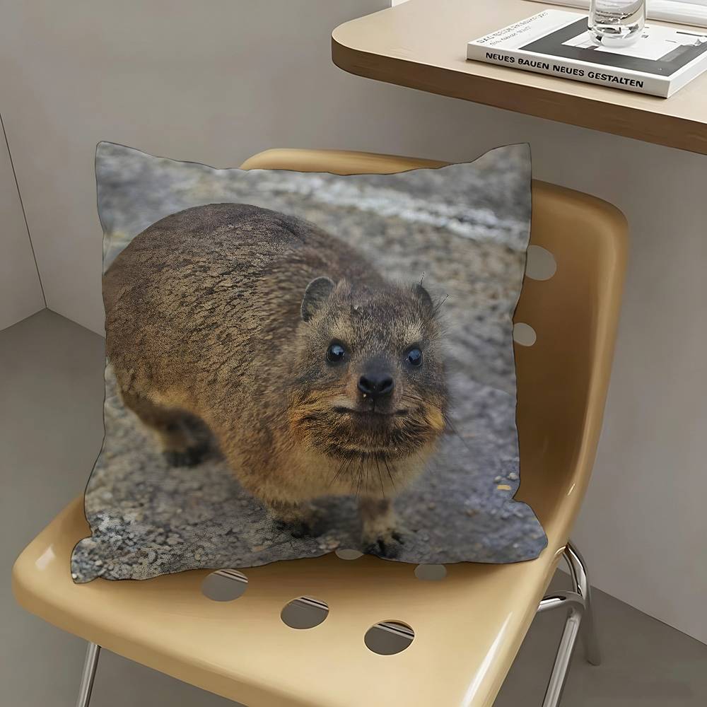 1pc Rock Hyrax Animal Pillow Case Fashion Square Pillowcase Bedroom Sofa Room Ins Decoration Leisure