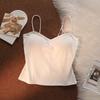 Women's White Strapless Camisole: Summer Innerwear with Built-in Bra Pads, Spiderweb Back Design for a Sweet and Spicy Look