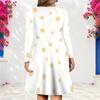 Women Plus Size V Neck Long Sleeve Printed Black Green Gold A Line Dress