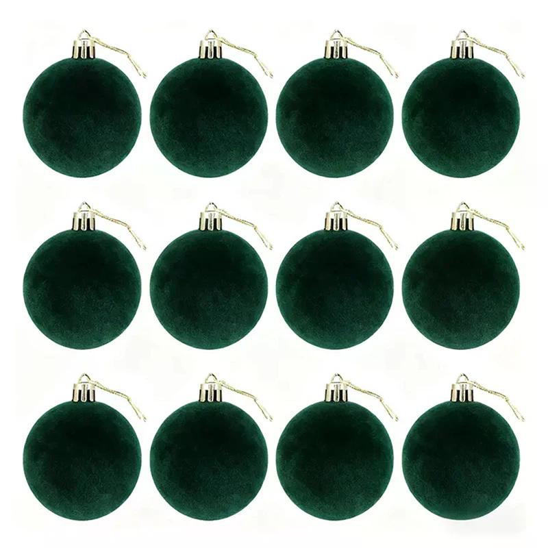 6Pcs 4/5/6/8CM Flocked Christmas Balls Christmas Decorations Hanging Balls Christmas Tree Ornaments