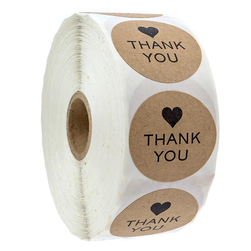 500 Kraft Paper Thank You Sealing Stickers for Handmade Dessert and Cake Gifts