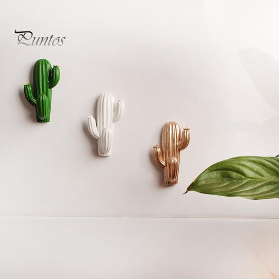 Heavy Duty Sticky Hangers Cute Cactus Adhesive Hook, Nail-Free Resin Strong Load-Bearing Hanger, Multi Purpose Wall Mount Organizer for Kitchen Towels
