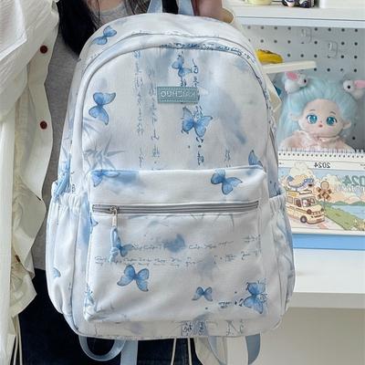 New High-value Chinese Fresh and Sweet Butterfly Printed Backpack, Casual and Lightweight Backpack for Junior High School Students