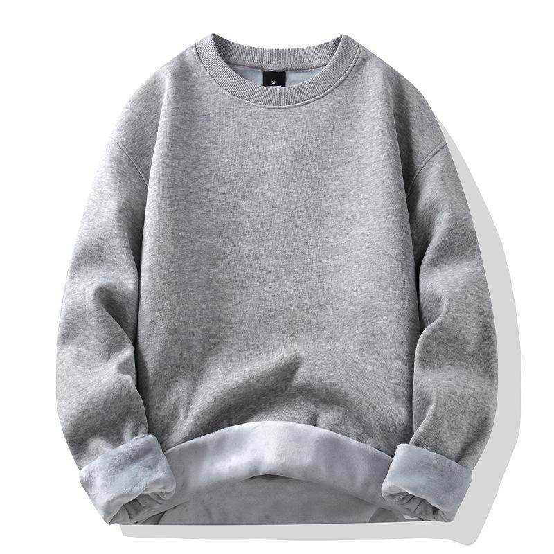Fashion Sweater Men's New Spring, Autumn and Winter Solid-colour Padded and Thickened Hoodie Tide Couple Round Neck Jacket Tops