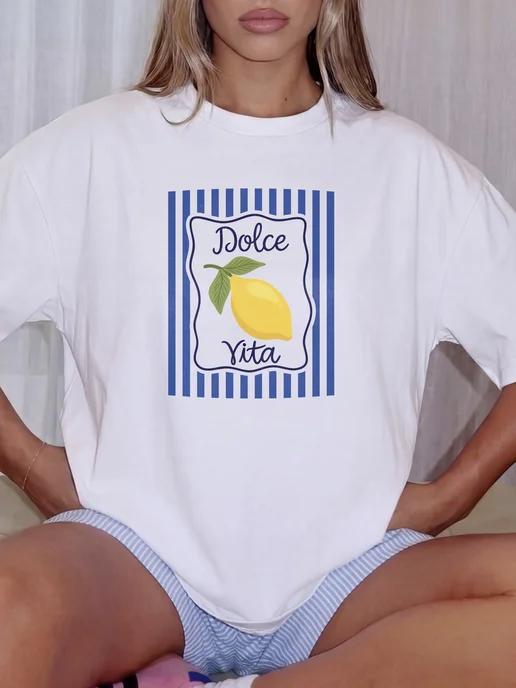 Oversized Y2K-print T-shirt: Lemon 3XL