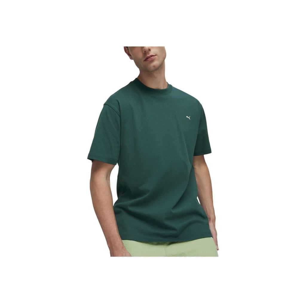 Puma Solid Color Round Neck Pullover Casual Short Sleeve Drop Shoulder T-Shirt Men T-Shirts Green 624009-43