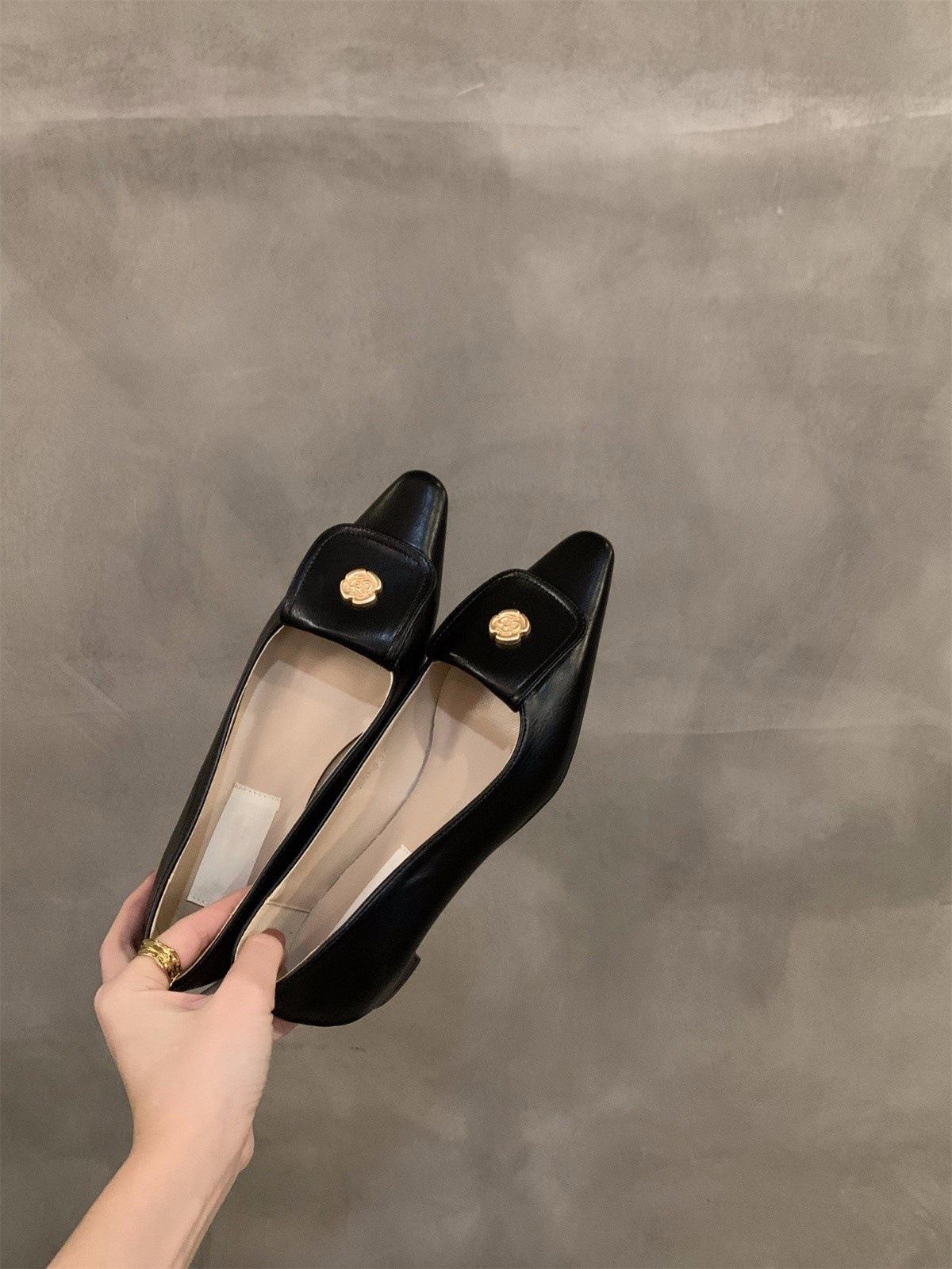 

Французские туфли Xiaoxiangfeng темперамент маленькие одинарные туфли женские туфли 2025 новые весенние, осенние и зимние туфли на плоской подошве с острым носком черного цвета для поездок на работу 40 чёрный