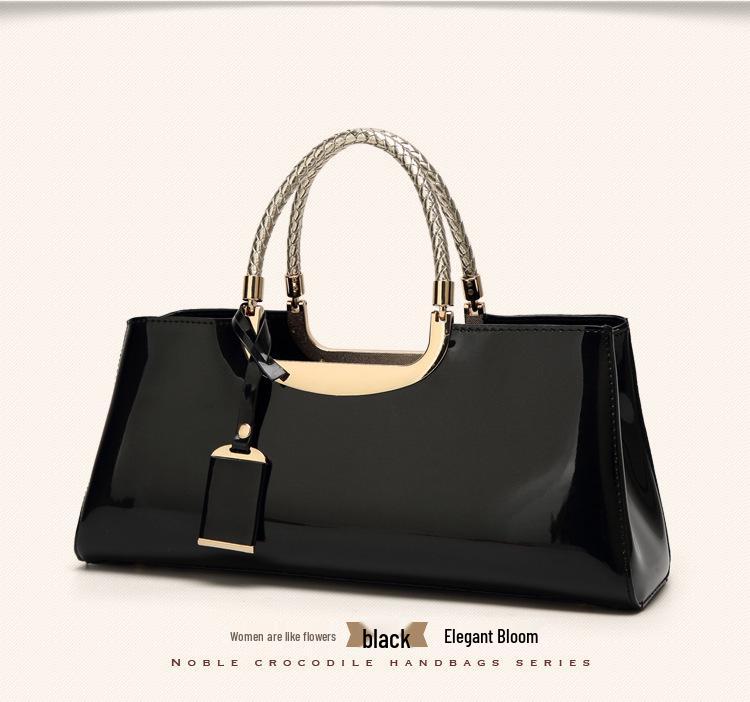 2025 Hot-Selling Women's Glossy Patent Leather Handbag: European & American Style Bridal Wedding & Evening Bag