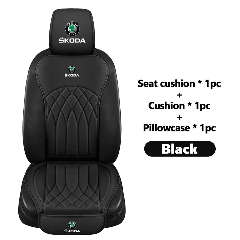 ADZ1 Car Seat Cushion Pad Leather Seat Cover Decoration Dust Proof Interior Accessories For Skoda Fabia Kodiaq Kamiq Superb Yeti