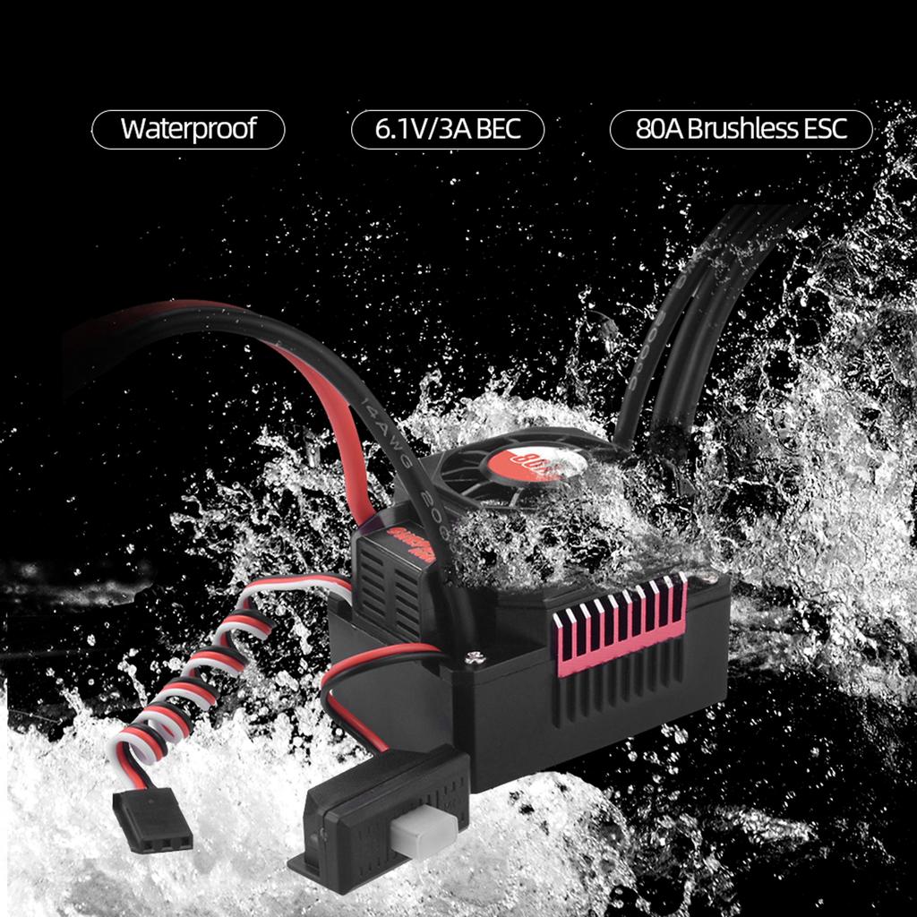 SURPASS HOBBY 80A Brushless ESC Waterproof Electric Speed Controller for 1 10 RC Truck Off Road Car