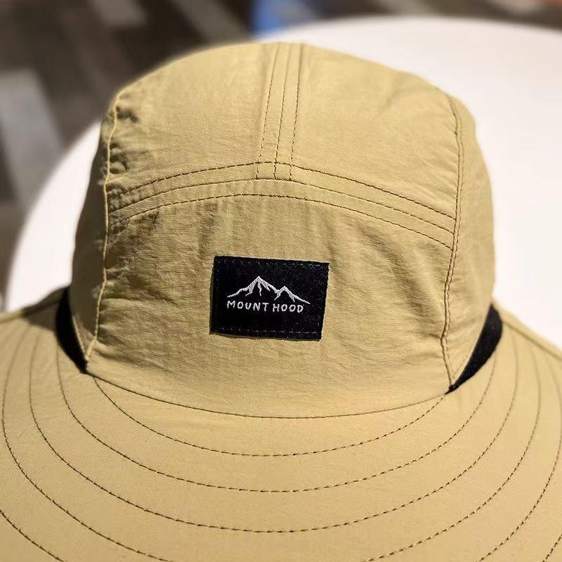 Solid Color Drawstring Fisherman Hat Sun Protection Quick-drying Travel Sun Hat Foldable With Neck Cover Wide Brim Hiking Hat·