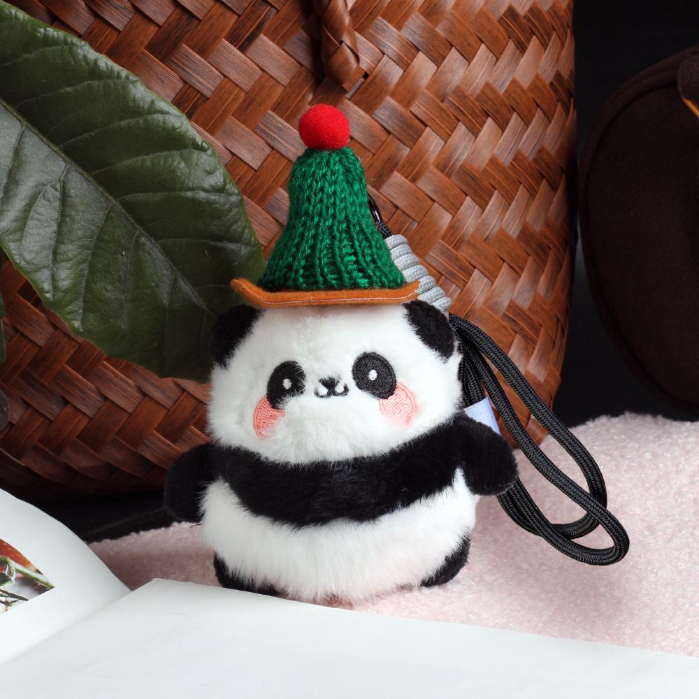Cute Panda Plush Keychain Ornament - Cartoon Bag Doll Pendant with Rose Decoration