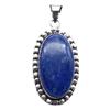 Lapis Lazuli Natural Gemstone Antique Silver Plated Pendant 2.25" J 793