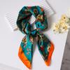 70cm Vintage Korean Style Silk Scarf: Versatile Faux Silk Neckerchief with Vintage Print for Women