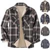 Camisa Xadrez Masculina Casual Fashion de Pelúcia Solta com Lapela e Manga Longa