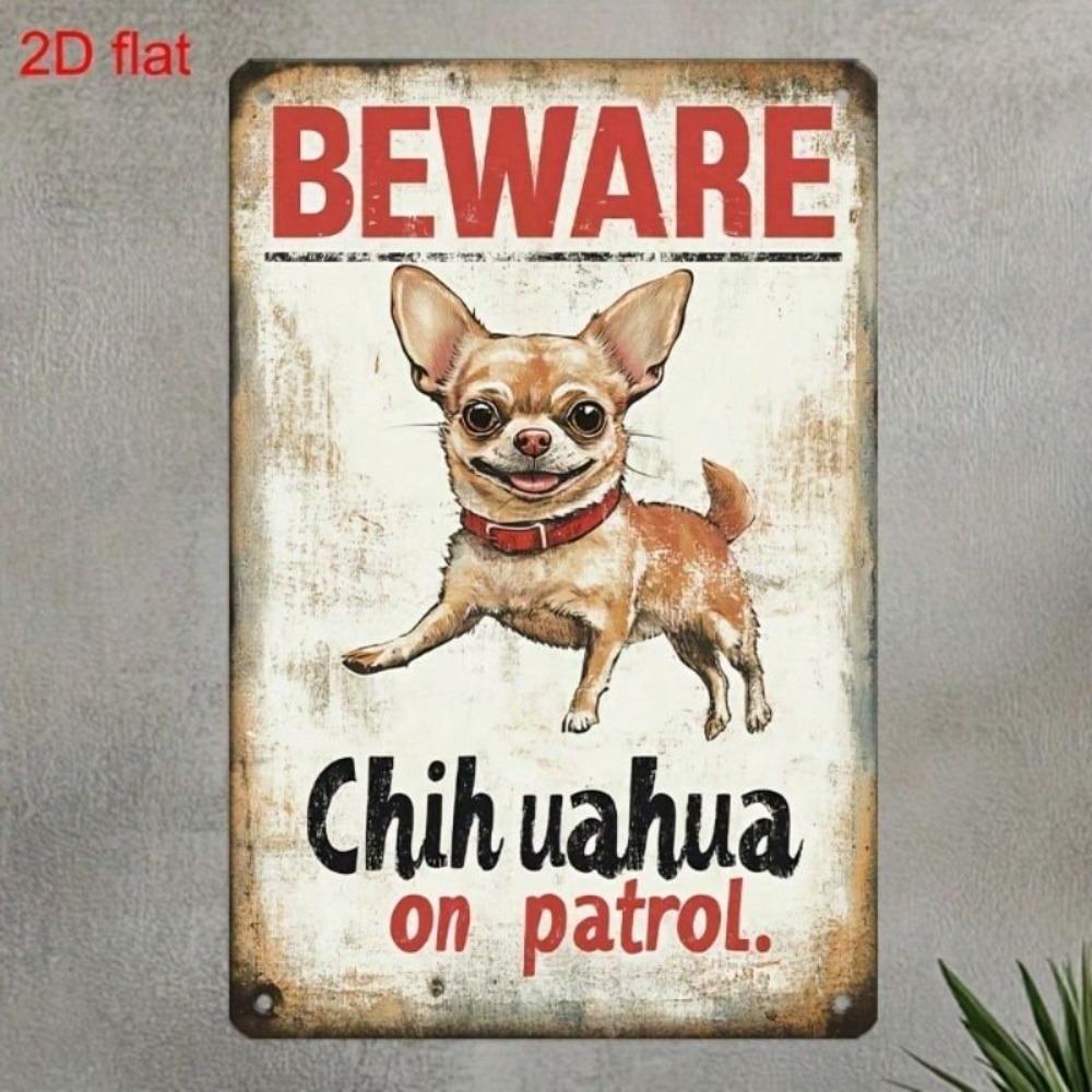 Boho Chihuahua Metal Wall Art Dog Lover Gift Home Decor Tin Sign