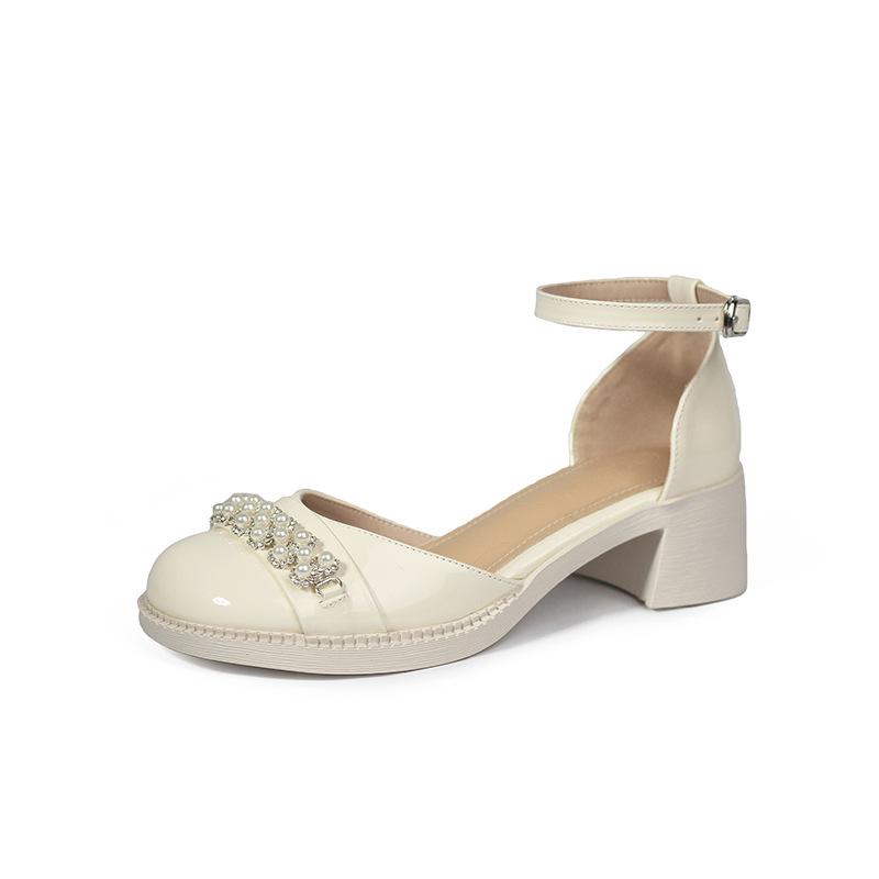 Thick Heel Light Mouth Word with Thick Heel Mary Jane Single Shoes Female Style Student Female Sandals