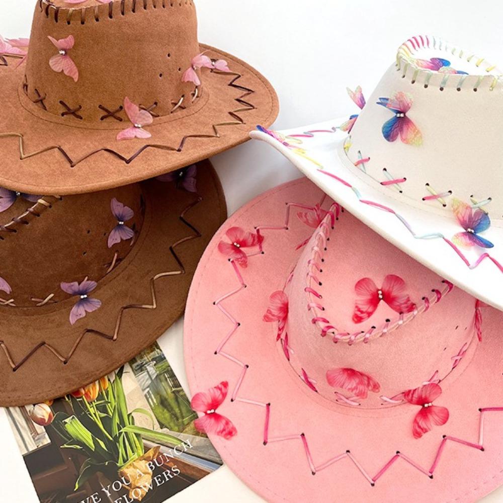 Denim Sunscrean Bucket Cap Punk Summer Sun Hat Elegant Western Cowboy Hat  Travel