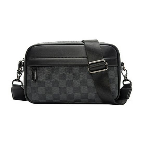 Plaid Men's Crossbody Shoulder Bag - Trendy Casual Korean Style Leather Sports Bag