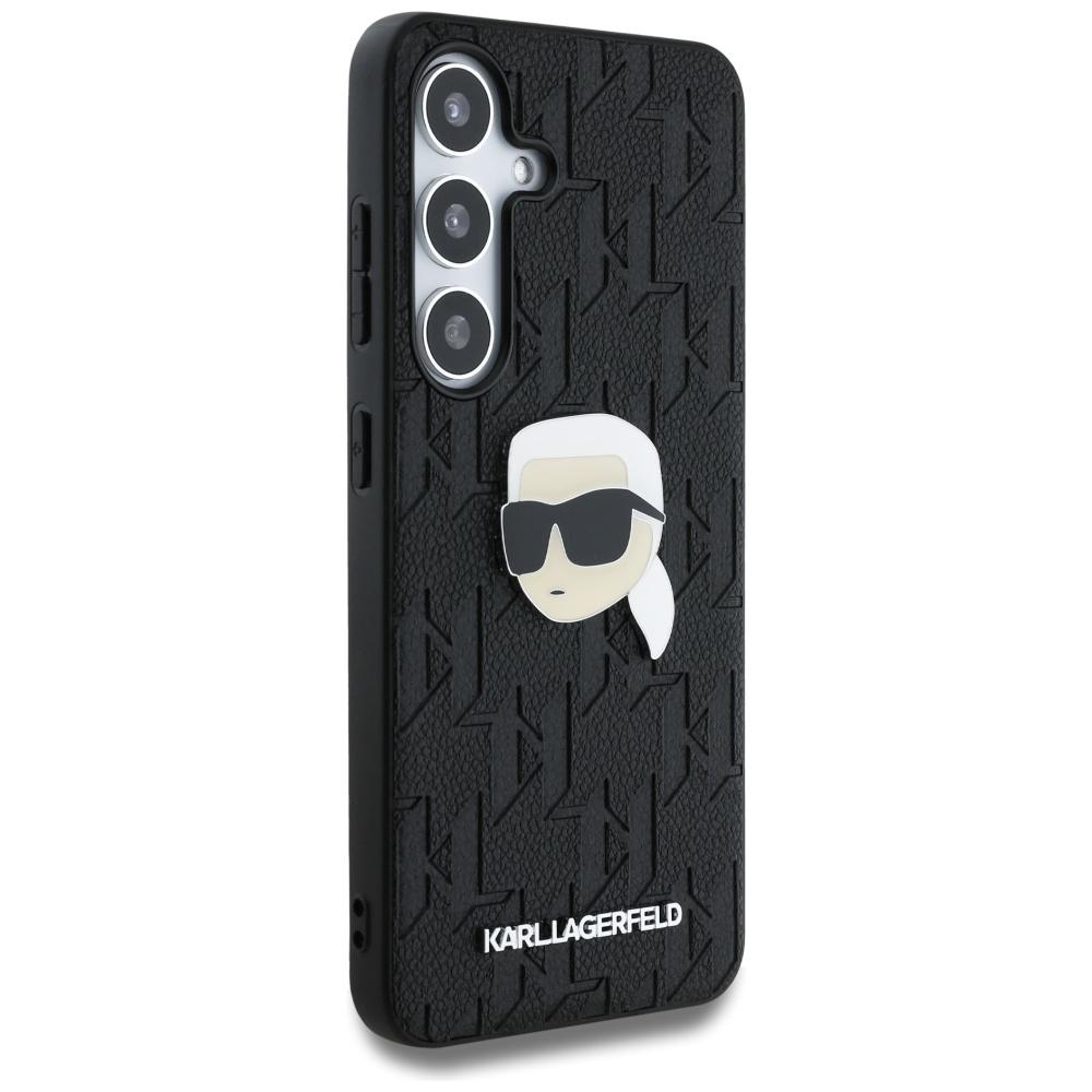 Karl Lagerfeld Leather Monogram Pin Logo Case for Samsung Galaxy S25 Black