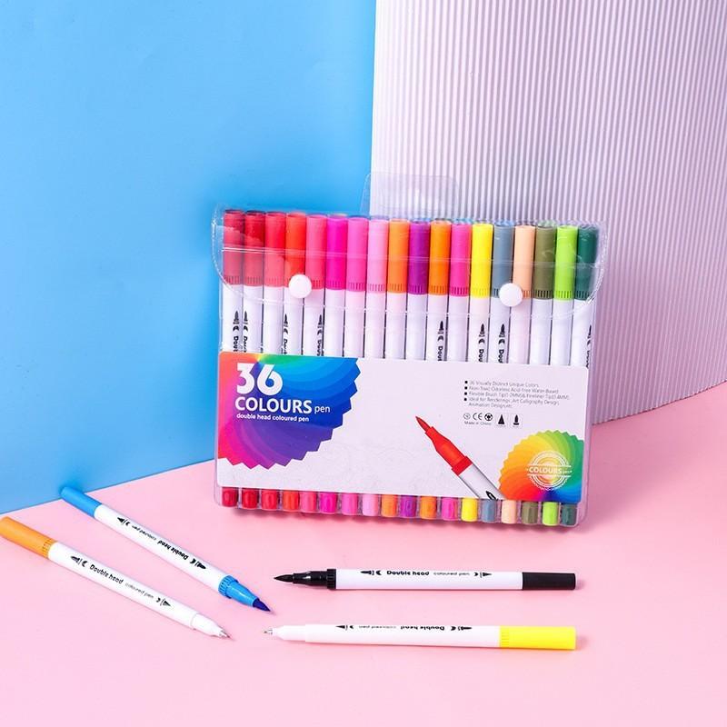 Watercolor Pens - 12-color, 24-color, 36-color Water-soluble Soft-head Pens, Children's Doodling and Painting Art Double-head Watercolor Pens