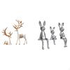 European Reindeer Bunny Family Collectable Craft Sculpture Animal Figurine Desk Display Table