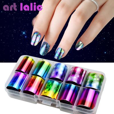 10 arkuszy/pudło 2.5*100cm holograficzne naklejki do paznokci Declas Starry Sky naklejki Nail Art Decoration!