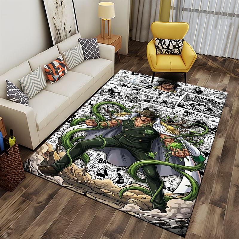 "Green Character Manga Design" suitable as a non-slip mat for the living room or bedroom sofa