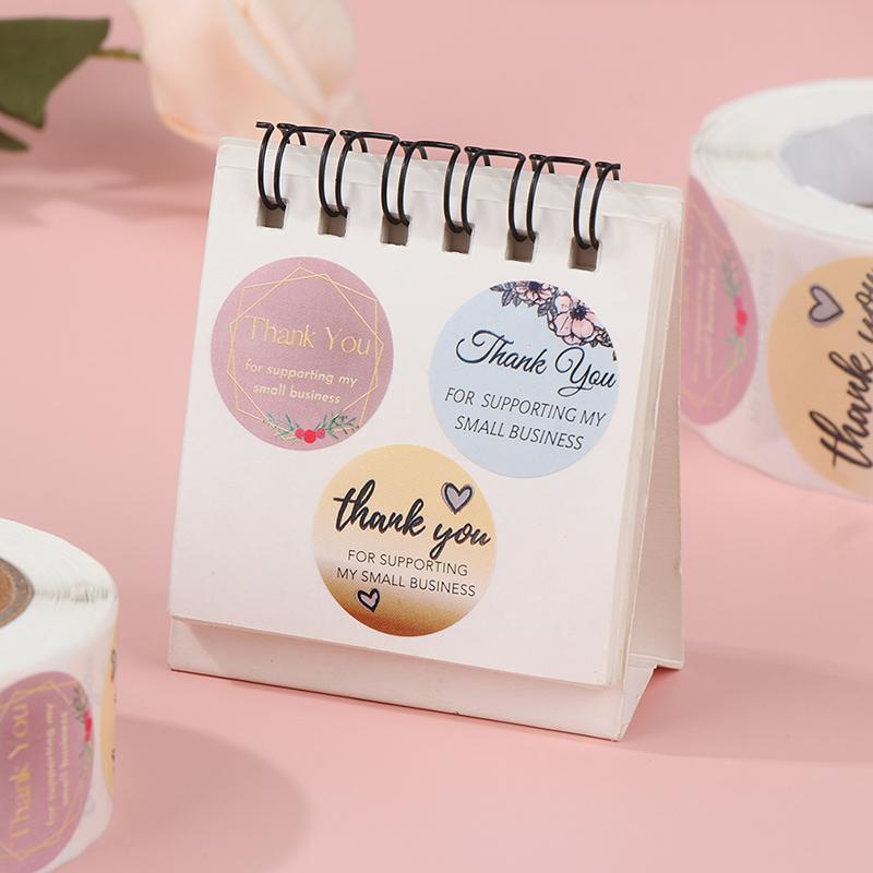 500 Stück/Rolle Danke Floraler Aufkleber Geschenkverpackung Siegel Etikett Scrapbooking Schreibwaren Aufkleberrolle Diy Versiegelungsaufkleber 2,5/3,8 cm