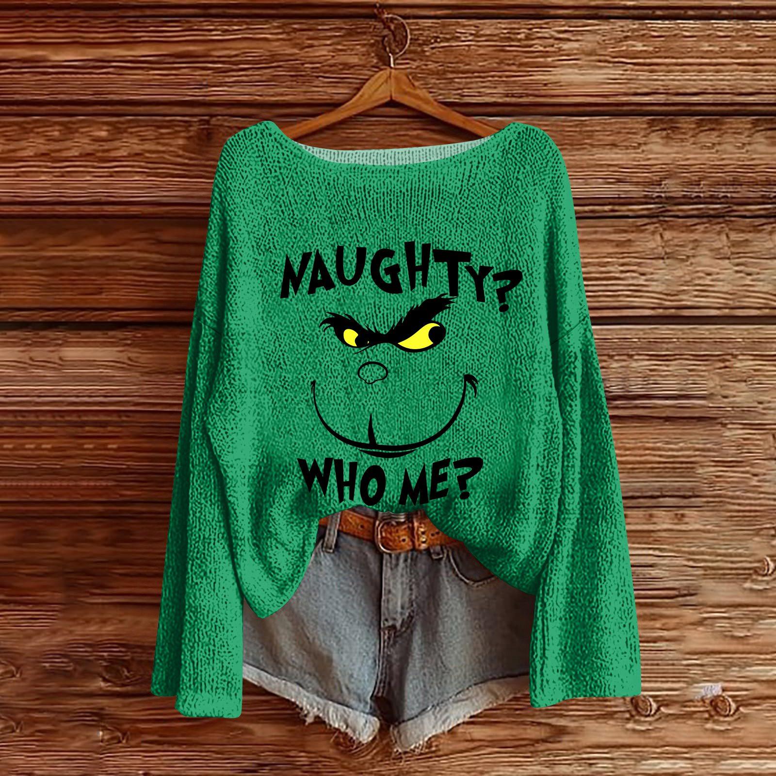 

Женский легкий свитер с круглым вырезом, повседневный вязаный пуловер с длинным рукавом и рождественским принтом. XXL