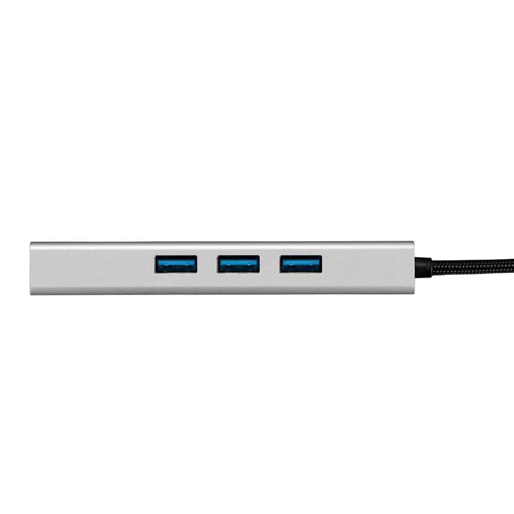 Digio2 LAN Adapter, USB 3.2 Gen 1 Type-C 3-Port Converter, Aluminum Hub, Silver, Z0121