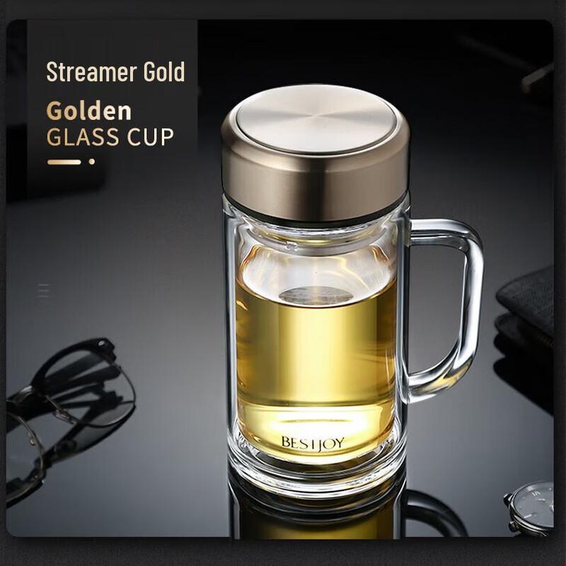 FUGUANG Elegant Double-Layer Glass Tea Infuser Mug