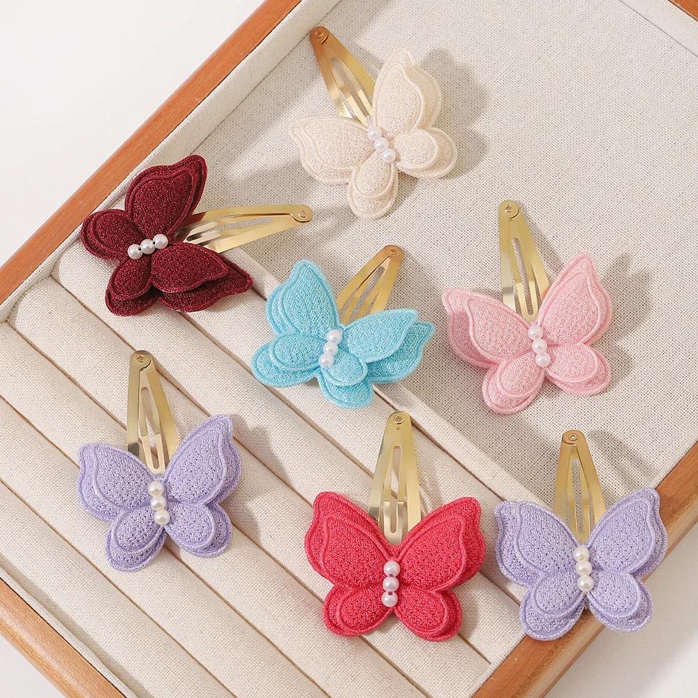 2pcs Girls Butterfly Hair Clip Handmade Hairpins Fashion New Headwear Kids Baby Hair Accessories for Girl Party Hair Decorate