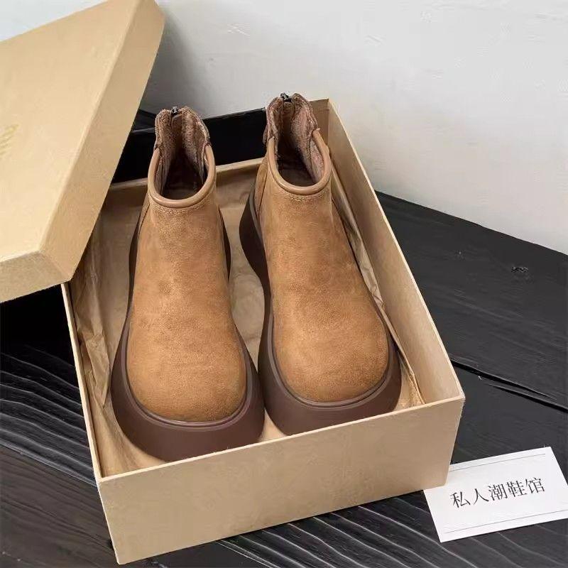 Increase the Height of Simple Non-slip Cotton Boots, Elegant Temperament, Simple Solid Color Round Head Snow Boots, High Value and Versatile