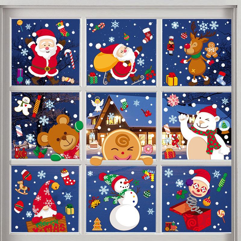 New Christmas Window Stickers Merry Christmas Decorations For Home Christmas Wall Sticker Kids Room New Year Decoration