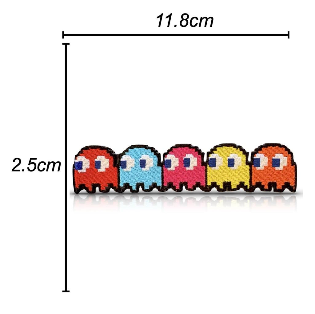 Generic Pac-Man Ghost Patch, Iron-On Logo, Character, Movie Emblem, Patch, Logo, Embroidery, Repair, DIY, Iron-On Patch, Complete Set